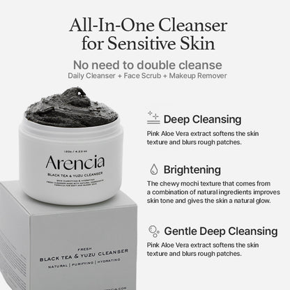 [ARENCIA] Black Tea & Yuzu Rice Mochi Cleanser