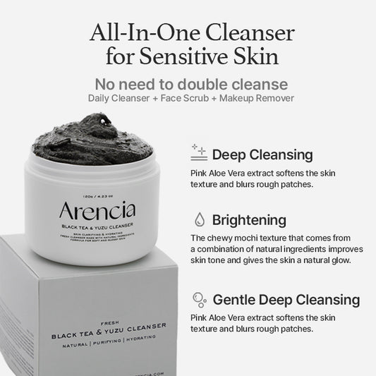 [ARENCIA] Black Tea & Yuzu Rice Mochi Cleanser