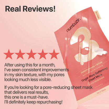 [Numbuzin] No.3 Tingle-Pore Softening Sheet Mask (1 box = 5 sheets)