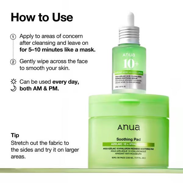 [ANUA] AZELAICACID 10 HYALURON REDNESS SOOTHING PAD 230ml (90EA)