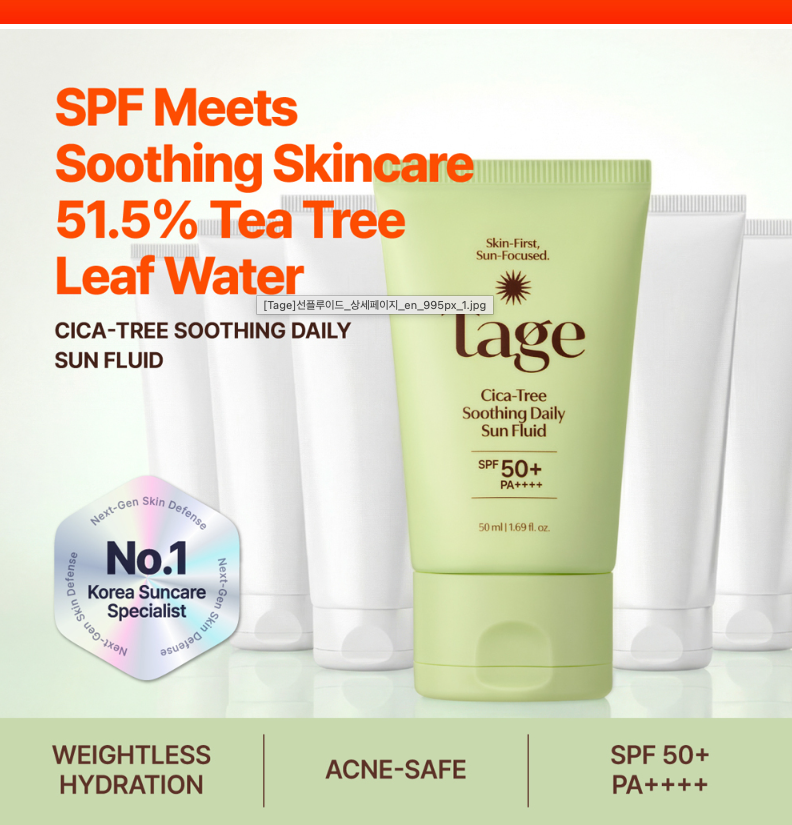 TAGE Cica-Tree Soothing Daily Sun Fluid SPF50+ PA++++ | 50ml