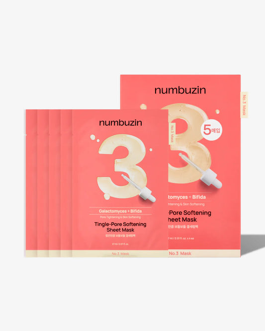 [Numbuzin] No.3 Tingle-Pore Softening Sheet Mask (1 box = 5 sheets)
